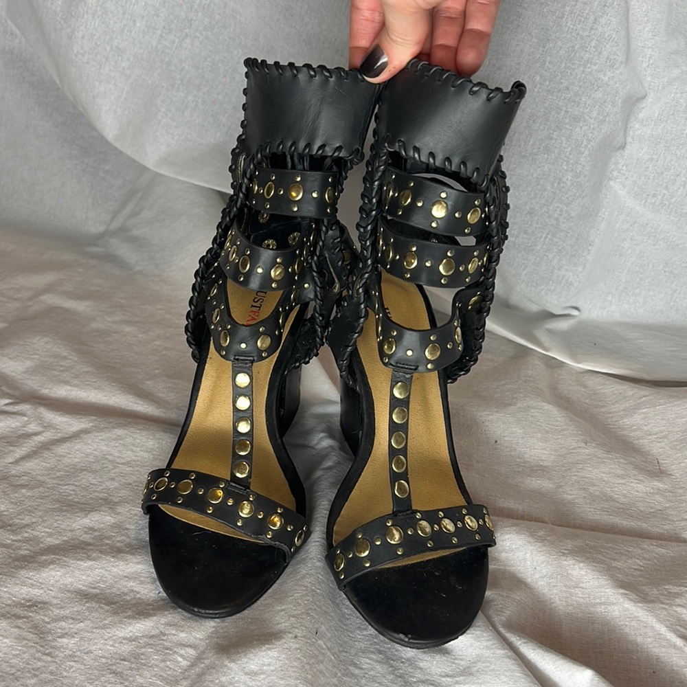 Just fab gold studded heels
